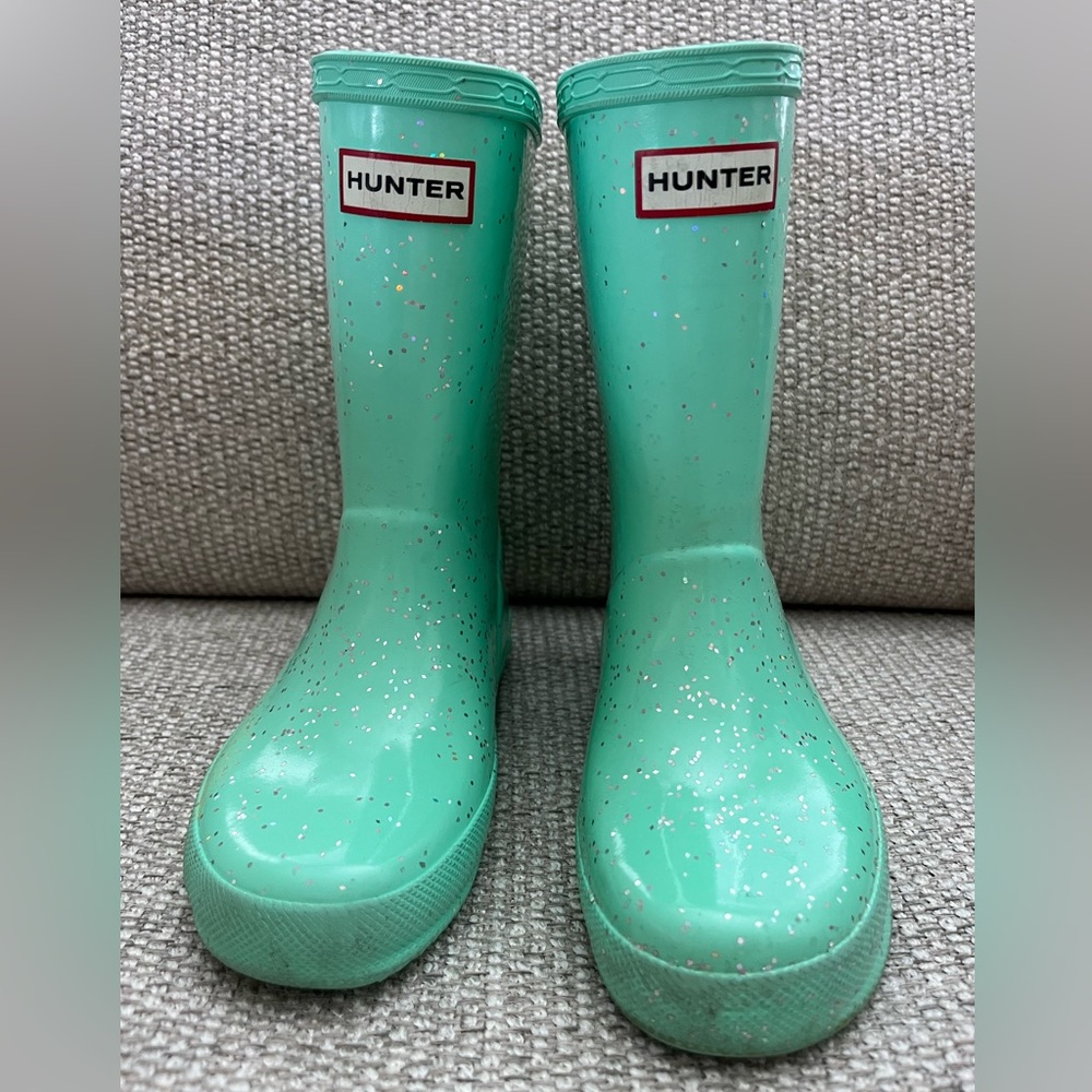 Toddler Hunter rain boots in mint color